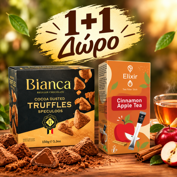 Truffles Τρούφες Speculoos Bianca 150g + Cinamon Apple Tea Sticks 16g